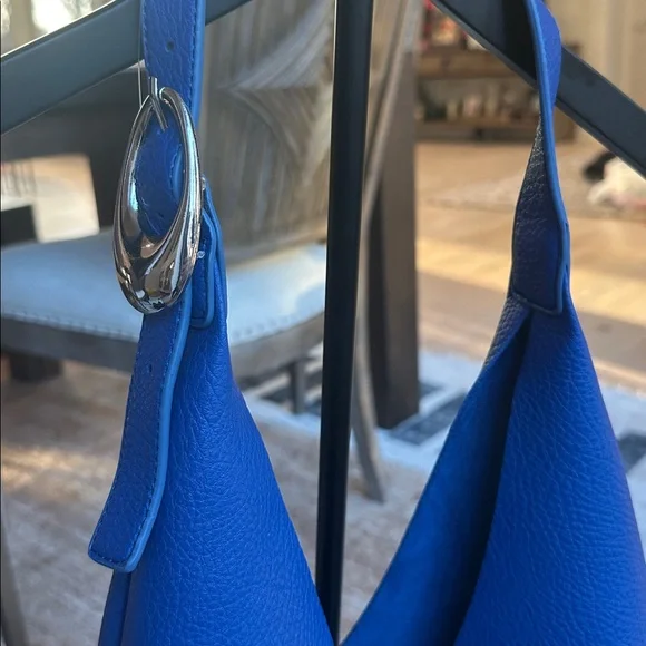 Anthropologie Viral Cobalt Blue Leather Hobo Shoulder Bag - Picture 2 of 4